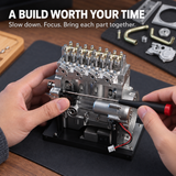 TECHING Mini Diesel Engine Model kit That Runs OHV 4-Cylinder Engine Mechanical Metal Assembly DIY Car Engine Model Kit 300+pcs DM-115