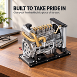 TECHING Mini Diesel Engine Model kit That Runs OHV 4-Cylinder Engine Mechanical Metal Assembly DIY Car Engine Model Kit 300+pcs DM-115