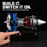 DM122 Mini Metal Turbofan Engine Model Kit That Works, 170+ Parts 1:20 Scale 4.41”H x 7”L x 3”W All-Metal Jet Engine Model with Transparent Cover, STEM Educational Assembly Kit, Desk Decoration Gift