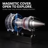 DM122 Mini Metal Turbofan Engine Model Kit That Works, 170+ Parts 1:20 Scale 4.41”H x 7”L x 3”W All-Metal Jet Engine Model with Transparent Cover, STEM Educational Assembly Kit, Desk Decoration Gift