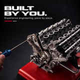 DM108 Metal V12 Engine Model Kit That Works 800+ PCS Metal Motorized 4-Stroke Engine with Electric Drive, DIY STEM Building Project & Educational Gift for Adults, and Car Enthusiasts