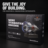DM122 Mini Metal Turbofan Engine Model Kit That Works, 170+ Parts 1:20 Scale 4.41”H x 7”L x 3”W All-Metal Jet Engine Model with Transparent Cover, STEM Educational Assembly Kit, Desk Decoration Gift