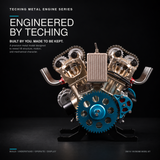 TECHING v8 Engine Model kit that Works Metal Mechanical Metal Assembly DIY Car Engine Model Kit 500+Pcs Educational Experiment (8 Cylinder Engine)