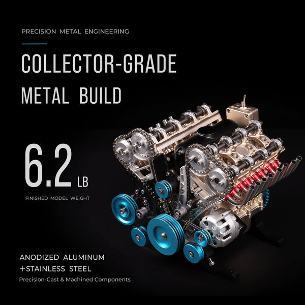 TECHING v8 Engine Model kit that Works Metal Mechanical Metal Assembly DIY Car Engine Model Kit 500+Pcs Educational Experiment (8 Cylinder Engine)