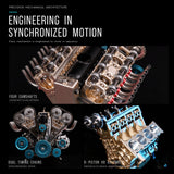 TECHING v8 Engine Model kit that Works Metal Mechanical Metal Assembly DIY Car Engine Model Kit 500+Pcs Educational Experiment (8 Cylinder Engine)