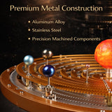 Motorized Metal Solar System Model Kit, 600+ Precision Parts Mechanical Orrery with LED Sun, STEM Astronomy Engineering Building Kit for Adults, Planetary Gear Planetarium Desk Display