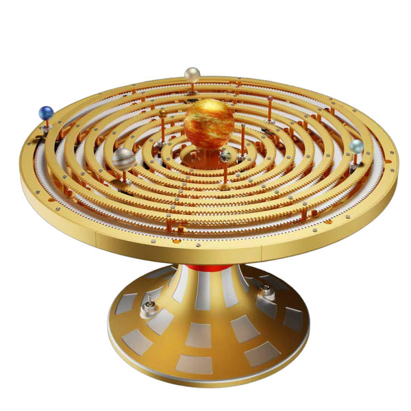Metal Solar System Model Kit That Works - Motorized Metal Planetarium with LED Night Light Sun, Educational STEM for Adults, Classroom Science Project, Unique Desk Decor Gift