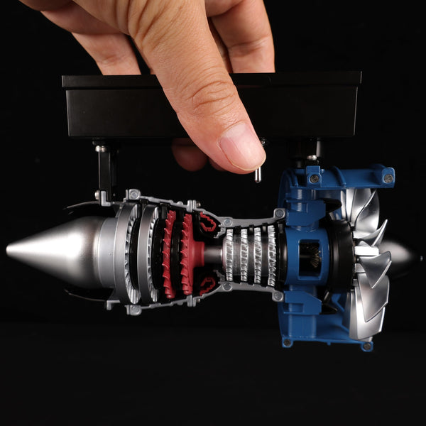 DM122 Mini Metal Turbofan Engine Model Kit That Works, 170+ Parts 1:20 Scale 4.41”H x 7”L x 3”W All-Metal Jet Engine Model with Transparent Cover, STEM Educational Assembly Kit, Desk Decoration Gift