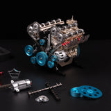 TECHING v8 Engine Model kit that Works Metal Mechanical Metal Assembly DIY Car Engine Model Kit 500+Pcs Educational Experiment (8 Cylinder Engine)