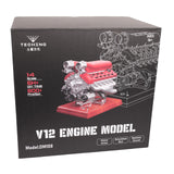 DM108 Metal V12 Engine Model Kit That Works 800+ PCS Metal Motorized 4-Stroke Engine with Electric Drive, DIY STEM Building Project & Educational Gift for Adults, and Car Enthusiasts