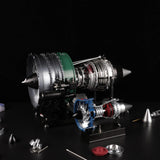 DM122 Mini Metal Turbofan Engine Model Kit That Works, 170+ Parts 1:20 Scale 4.41”H x 7”L x 3”W All-Metal Jet Engine Model with Transparent Cover, STEM Educational Assembly Kit, Desk Decoration Gift