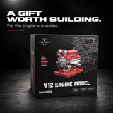 DM108 Metal V12 Engine Model Kit That Works 800+ PCS Metal Motorized 4-Stroke Engine with Electric Drive, DIY STEM Building Project & Educational Gift for Adults, and Car Enthusiasts
