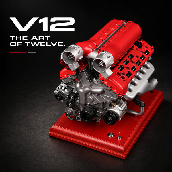 DM108 Metal V12 Engine Model Kit That Works 800+ PCS Metal Motorized 4-Stroke Engine with Electric Drive, DIY STEM Building Project & Educational Gift for Adults, and Car Enthusiasts