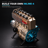 TECHING Metal Inline 4-Cylinder Engine Model Kit that Works for Adults