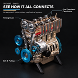 TECHING Metal Inline 4-Cylinder Engine Model Kit that Works for Adults