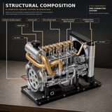 TECHING Mini Diesel Engine Model kit That Runs OHV 4-Cylinder Engine Mechanical Metal Assembly DIY Car Engine Model Kit 300+pcs DM-115