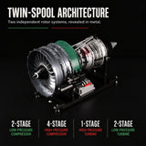 TECHING Jet Engine Model Kit Twin-Spool turbofan Engine Model kit That Works Metal Assembly 1/10 Electric Aircraft Engine Jet Engine Model Craft Gift for Adult - 1000+PCS DM119