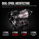 DM121 1/12 Scale Dual Spool Turbofan Engine Model Kit - Build Your Own Functional Jet Engine, 300+ Pcs STEM Educational Hobby Kit