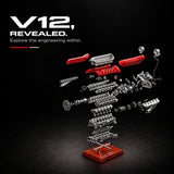 DM108 Metal V12 Engine Model Kit That Works 800+ PCS Metal Motorized 4-Stroke Engine with Electric Drive, DIY STEM Building Project & Educational Gift for Adults, and Car Enthusiasts